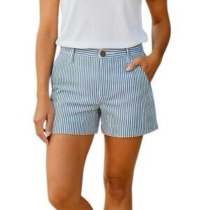 Old Navy Womens Shorts Sz 10 Mid Waist Rail Road Striped Casual Everyday Preppy
